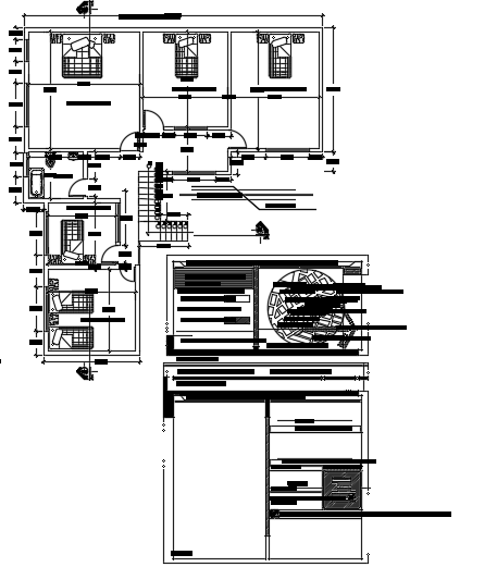 15x15m residential first floor house plan AutoCAD drawing