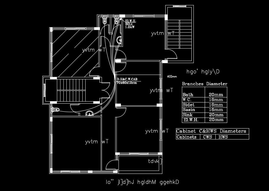 15x16m first floor school plan of pipeline detail drawing