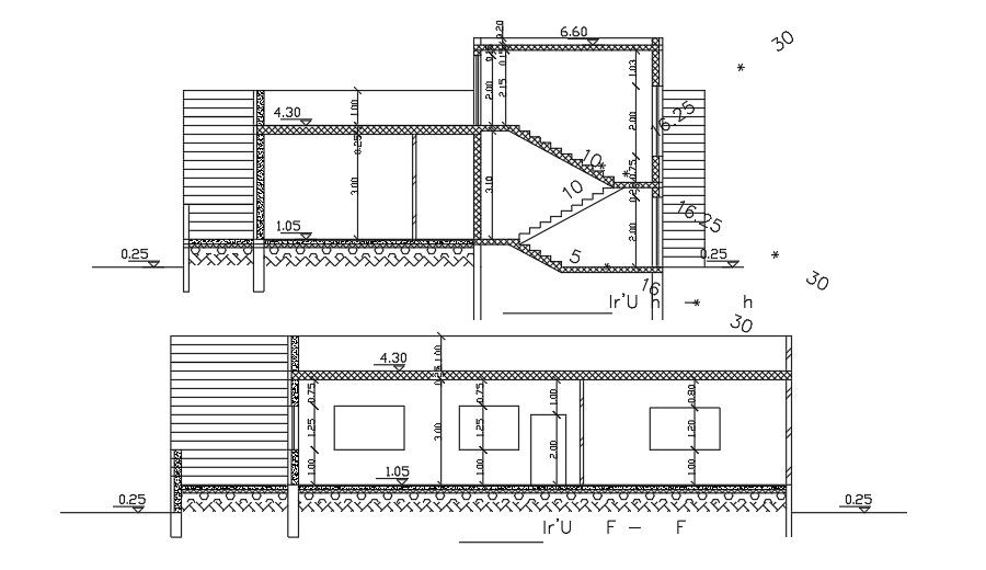 15x16m house building section view