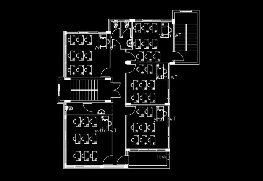 15x16m school plan of the class room furniture’s detail drawing