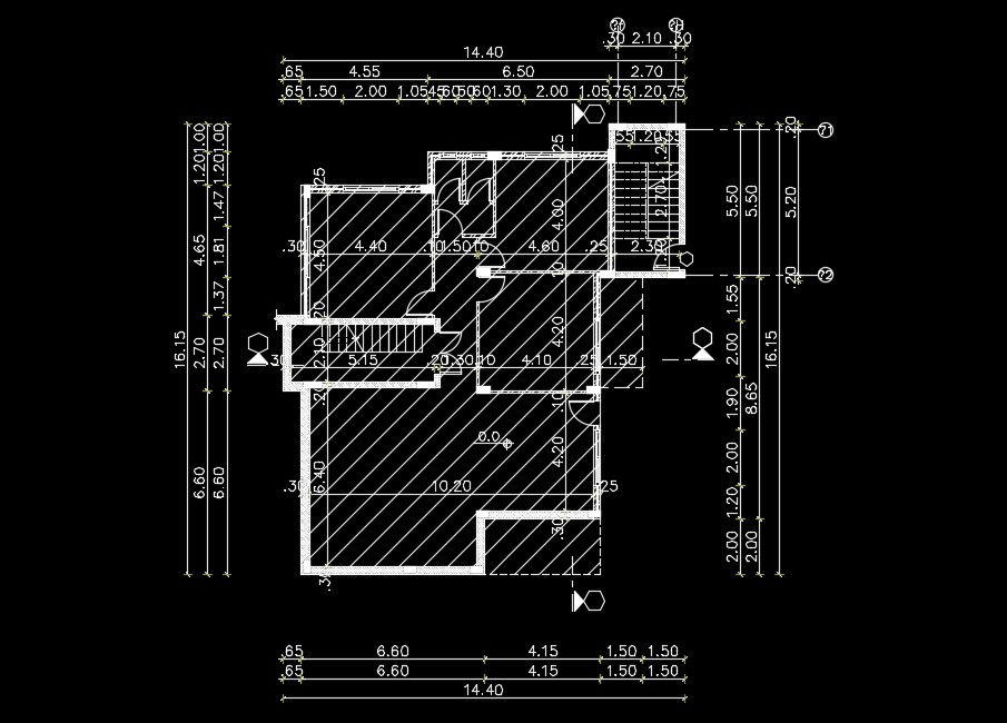 15x16m third floor school plan beam and column layout drawing Download now
