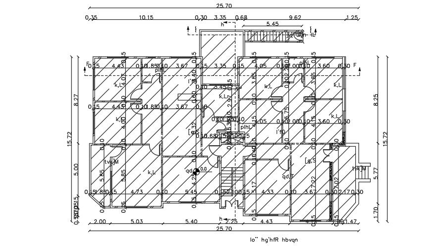 15x17 Meter First Floor House Plan CAD Layout