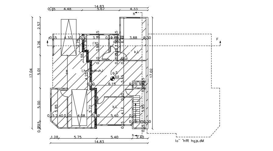 15x17 Meter Ground Floor House Plan CAD Layout