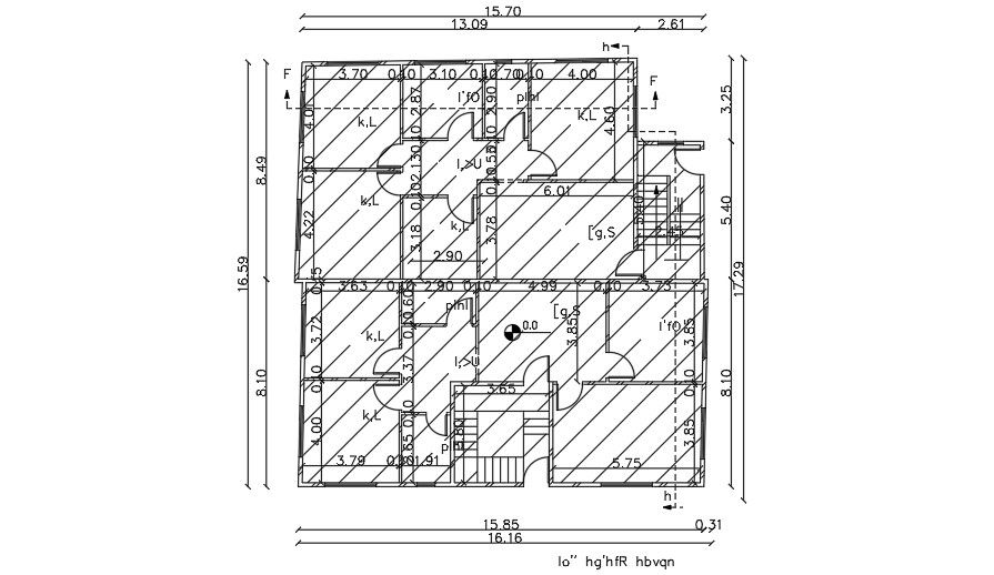 15x17meter two story house plan AutoCAD drawing model