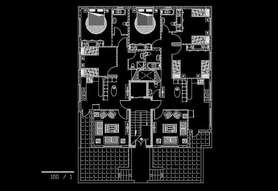 15x17m residential house plan drawing