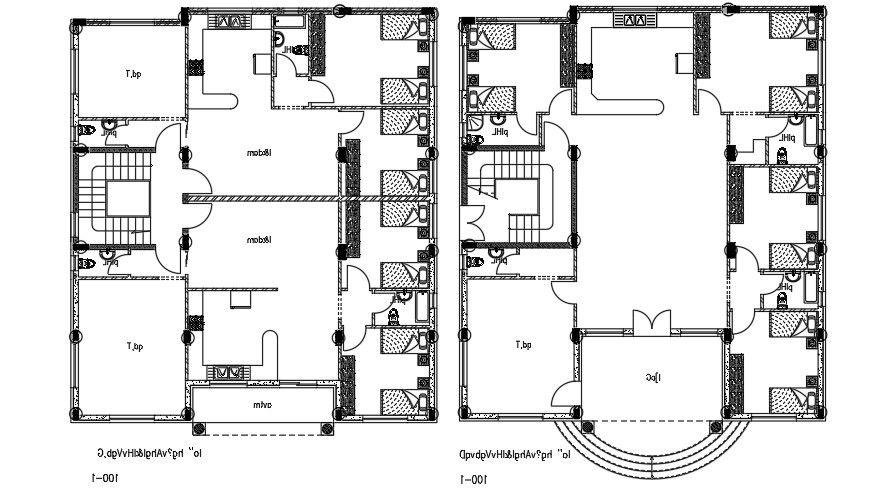 15x18 Meter Apartment Building Furniture Plan AutoCAD File