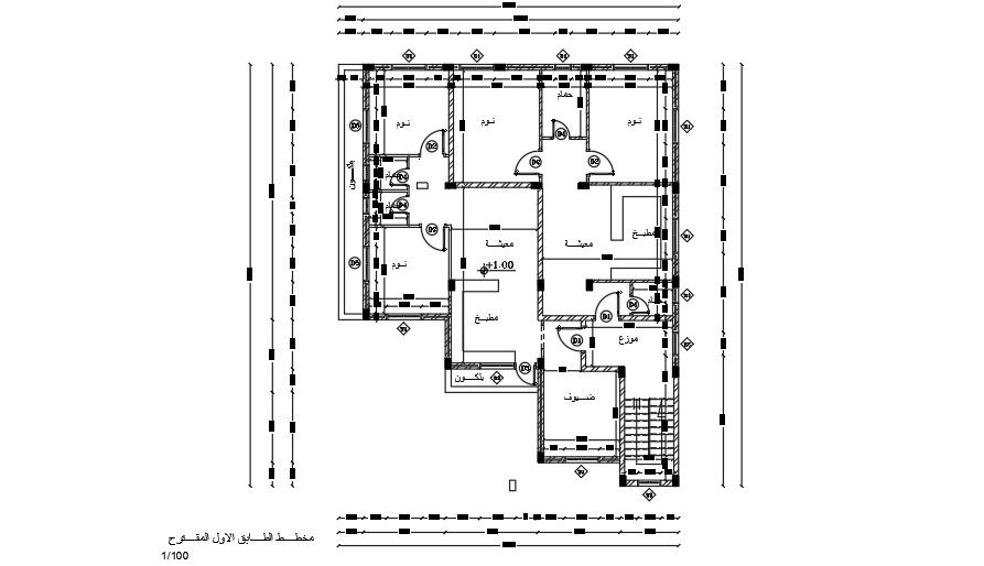 15x18 Meter House First Floor Plan CAD DWG File