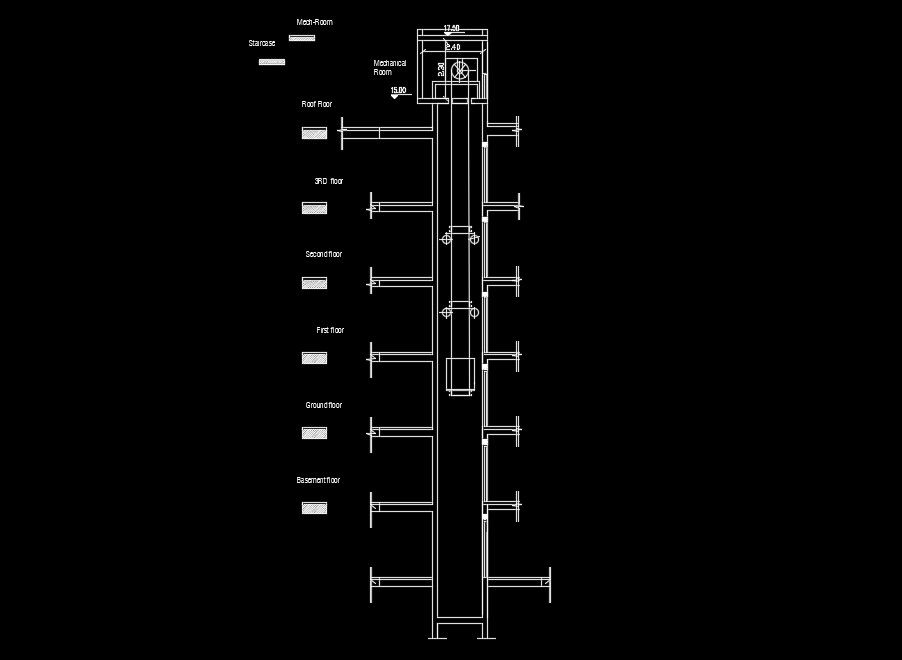 15x18m apartment plan of the lift section drawing