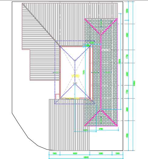 15x20 residential building top view AutoCAD drawing