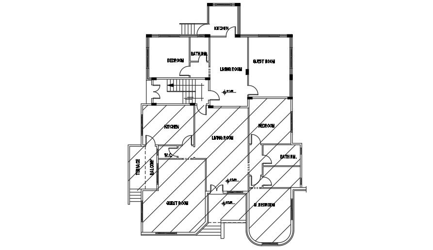 15x23 Meter 3 BHK Apartment Plan AutoCAD File