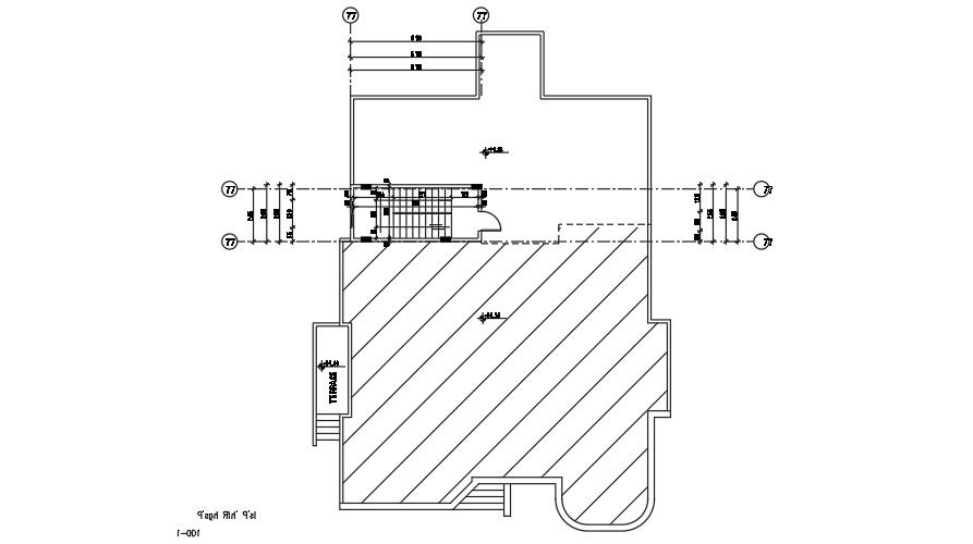 15x23 Meter 3 BHK Apartment Terrace Plan Layout DWG File