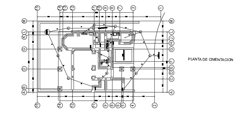 15x28m house plan column and foundation layout CAD drawing