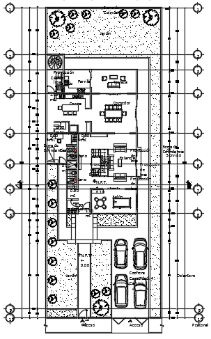 15x40m ground floor house plan is given in this Cad file