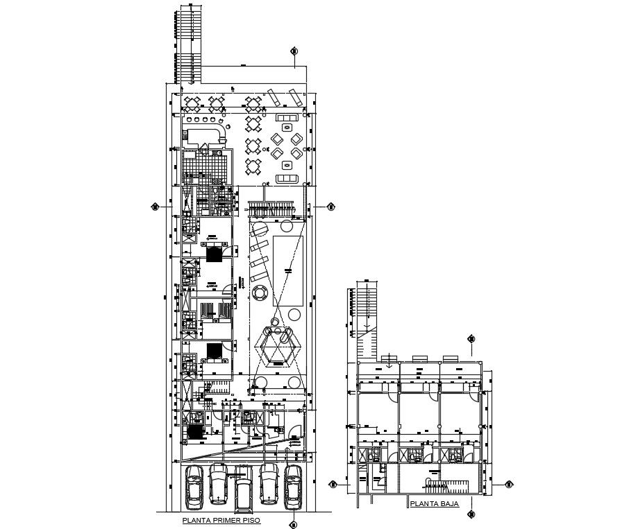 15x42m hotel plan is given in this Autocad drawing file.Download now.