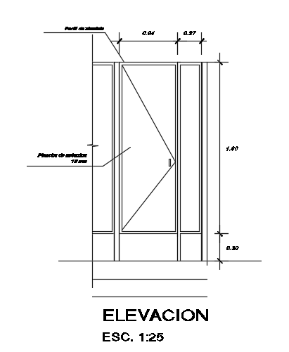 15x5m toilet building door elevation view is given in this file