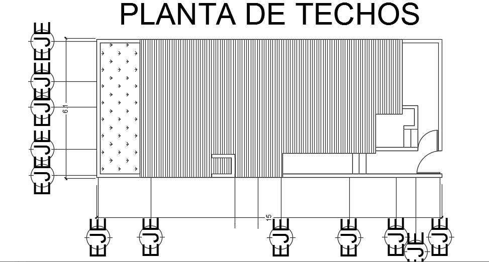 15x6m architecture commercial shop roof plan cad model is given in this file
