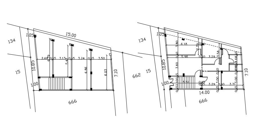 15x7 Meter House Plan CAD File With Shop Layout