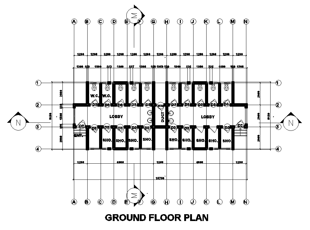 15x7m toilet plan is given in this Autocad drawing file. Download now.