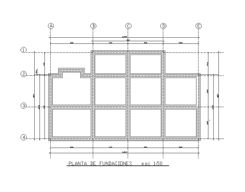 15x9m foundation plan is given in this Autocad drawing file. Download now.