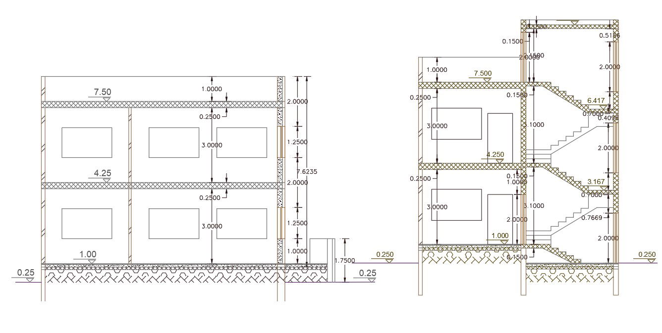 1600 Sq Ft House Building Section Drawing DWG File