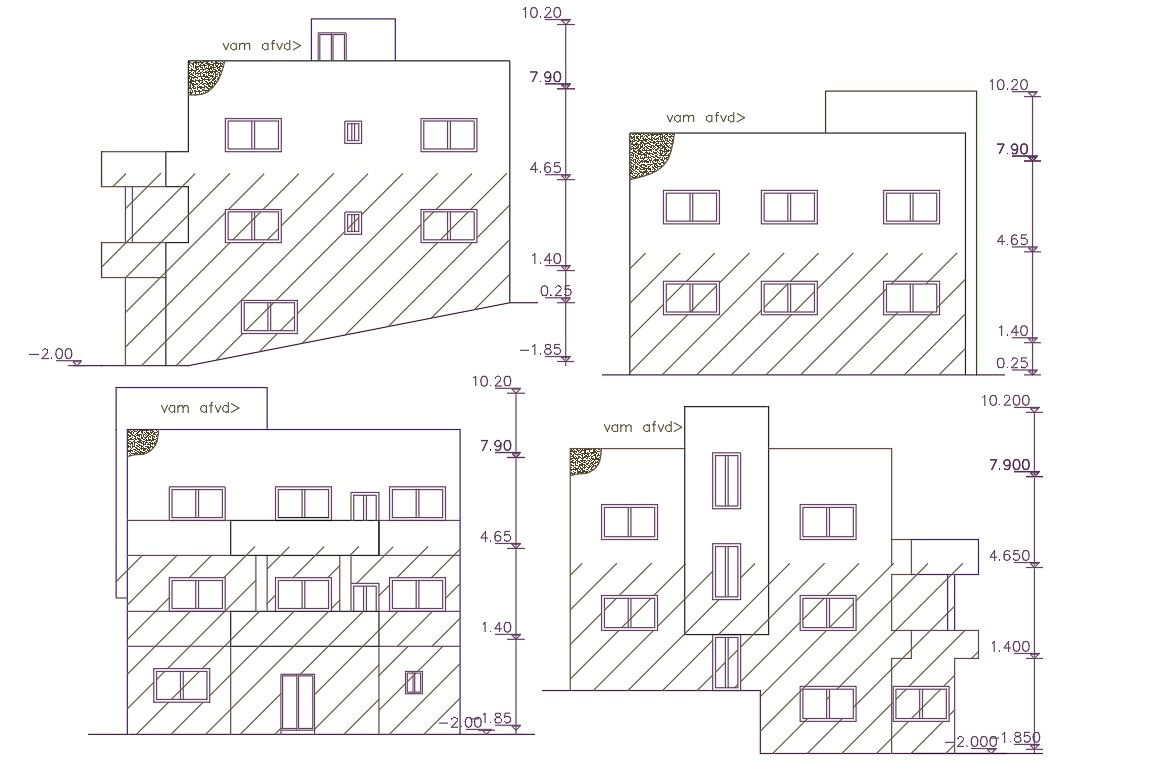 1600 Square Feet House Elevation Design AutoCAD File