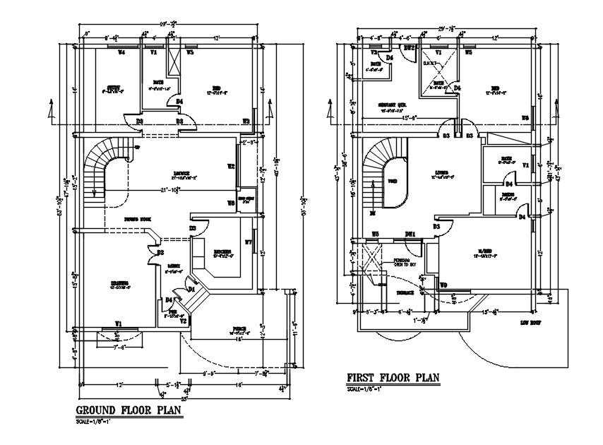 1600 Square Feet House Floor Plan CAD Drawing DWG File