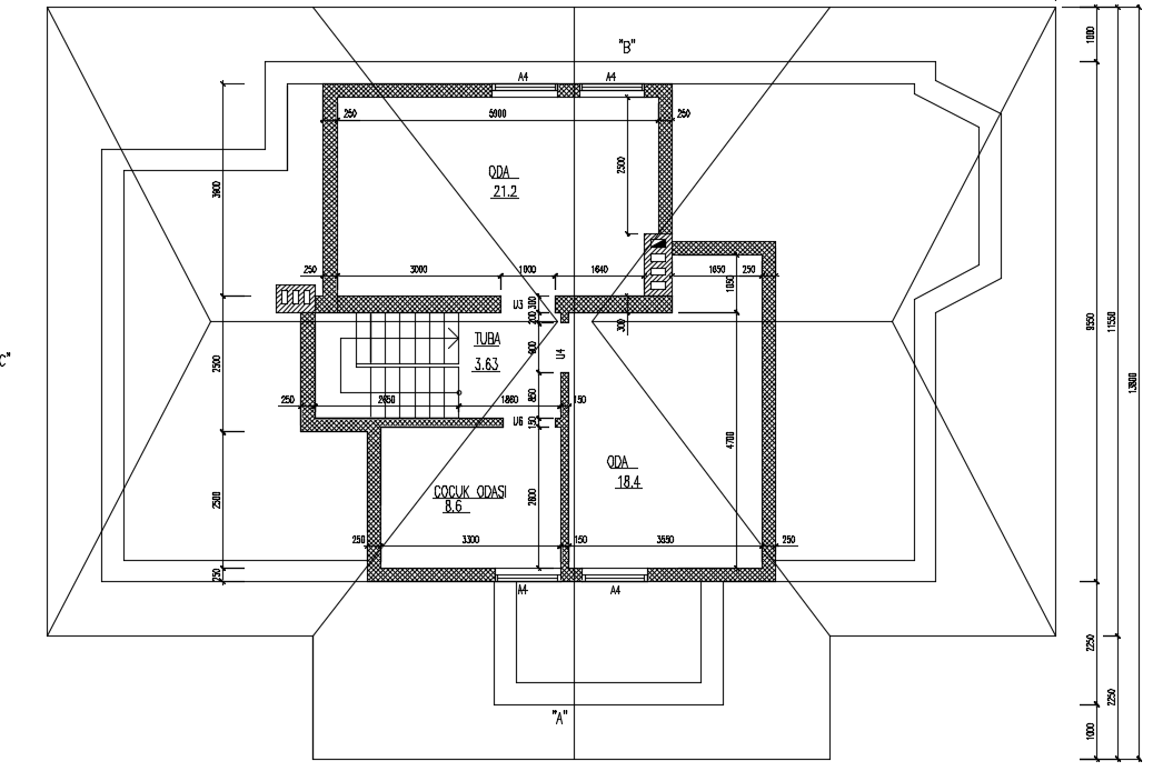 16500x11800mm Traditional Beach House AutoCAD Drawing