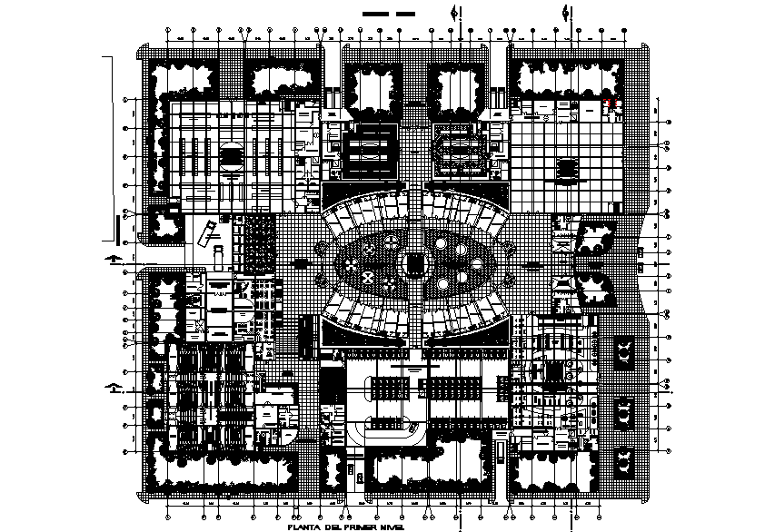 165x135m shopping plan is given in this Autocad drawing model. Download now.