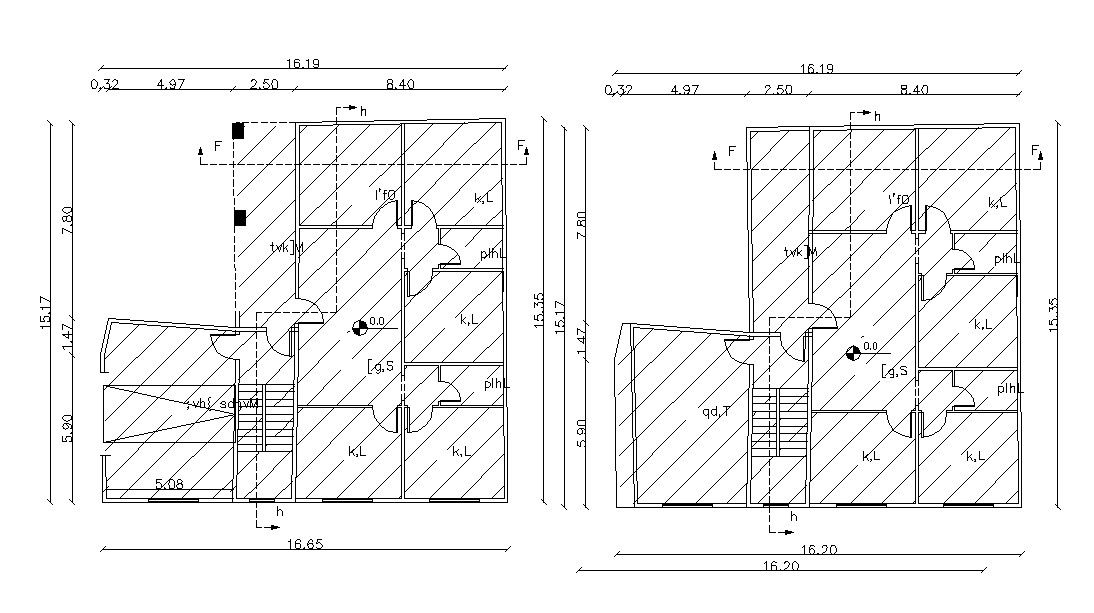 16.65 X 15.17 Meter Bungalow House Floor Plan DWG File