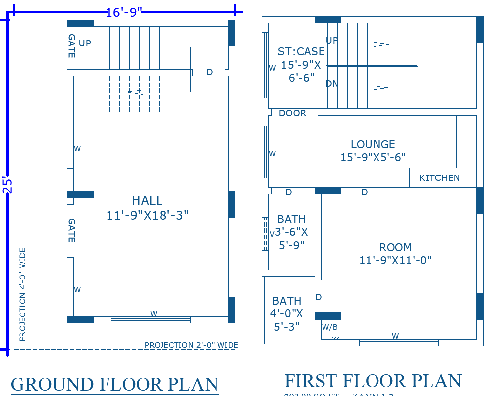 Compact 16.9×25 House Layout plan in CAD DWG Format