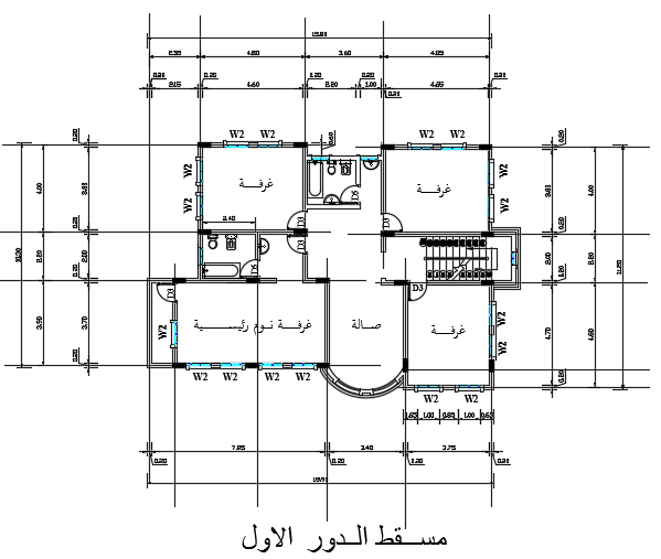 16x10m architecture villa first floor plan cad drawing is given in this file