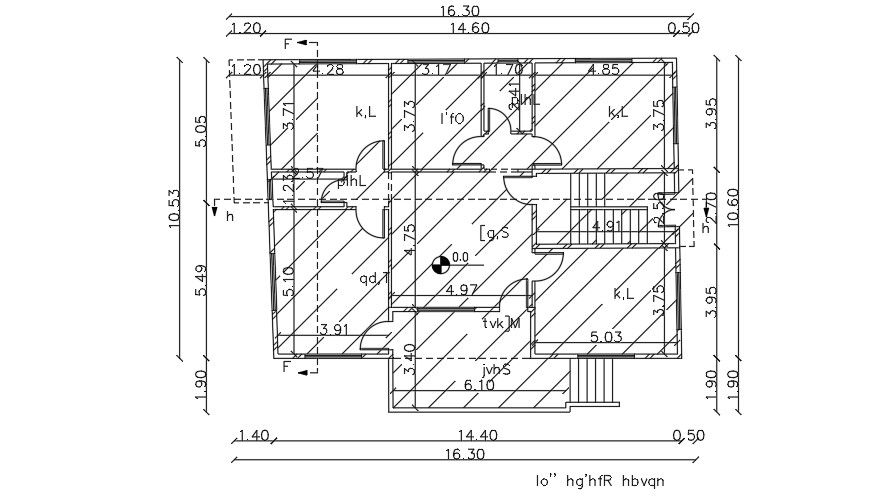 16x10m first floor house plan 2D drawing