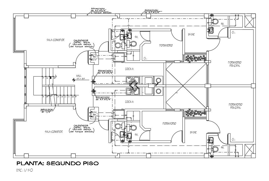 16x10m first floor house plan is given in this Autocad drawing file. Download now.