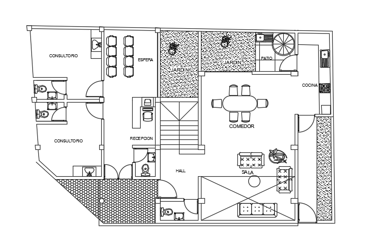 16x10m ground floor clinic cum house plan cad drawing