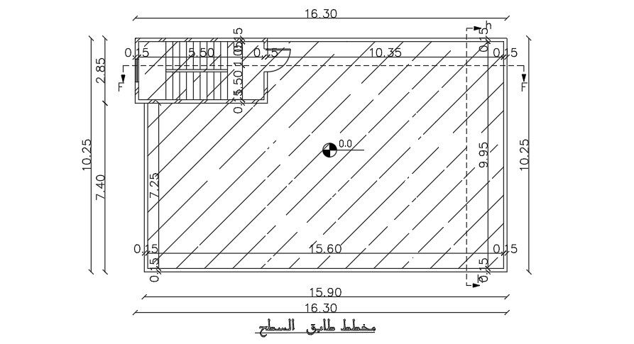 16x11 meter 3 BHK House Terrace Floor Plan AutoCAD File