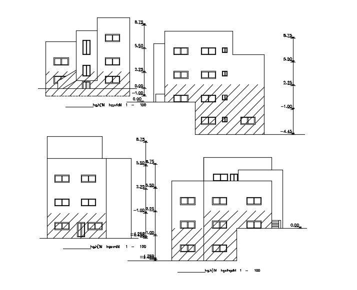 16x12 Meter Elevation Of Apartment Building DWG File