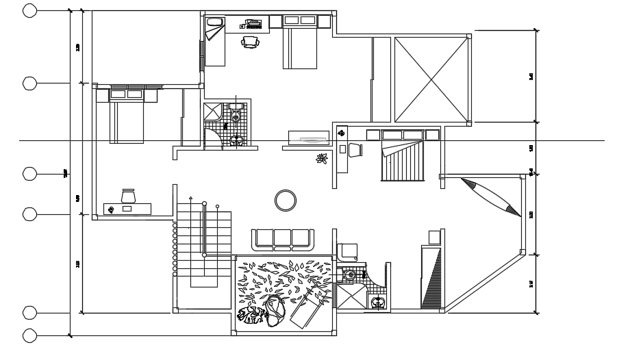 16x12m architecture single family duplex first floor house plan cad drawing