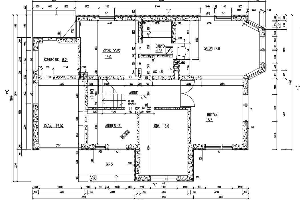16x12m First Floor Beach House Plan DWG file for Architect
