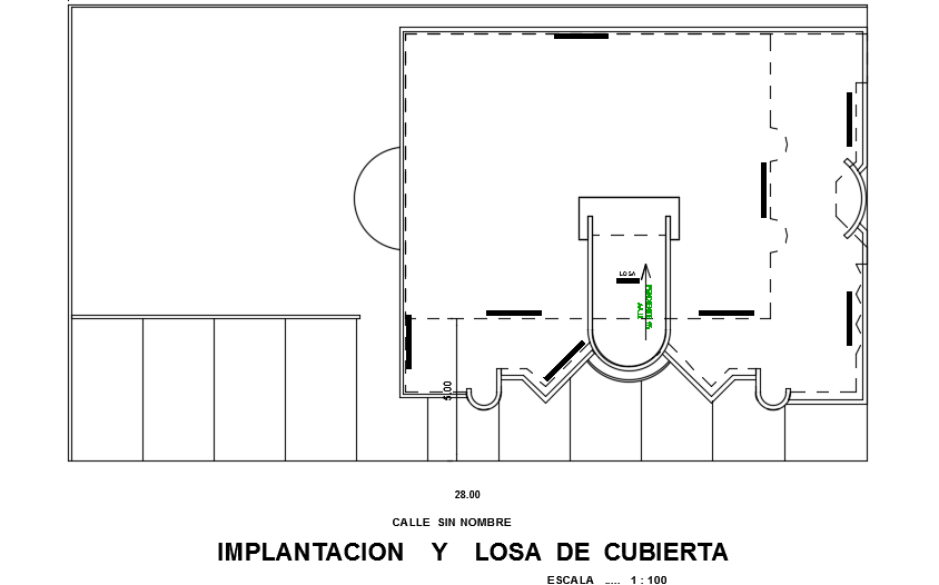 16x12m hotel building implantation and roof slab CAD drawing