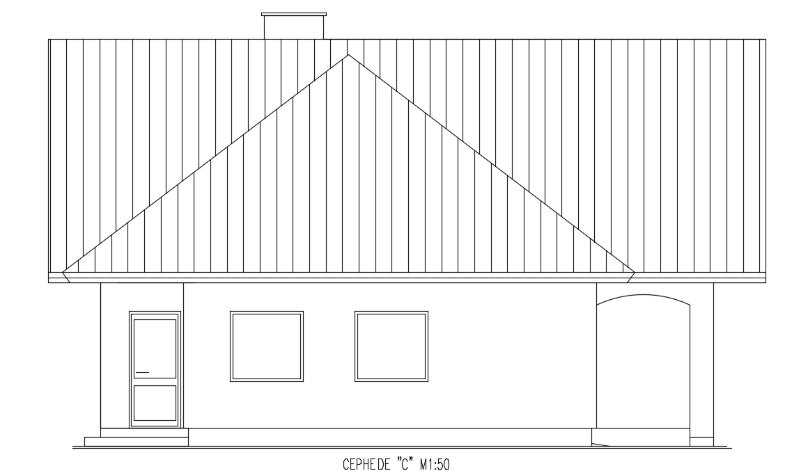 16x12m House Left Side Elevation in AutoCAD 2D Format