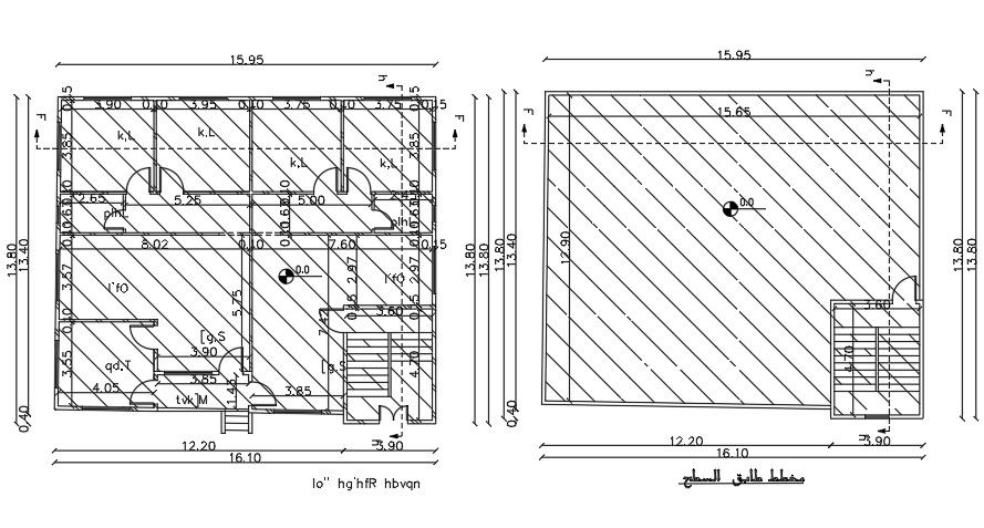 16x13m house plan 2D AutoCAD drawing