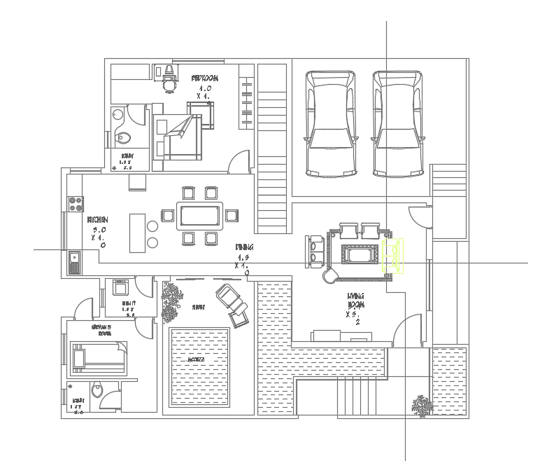 16x14m double story villa plan with car parking AutoCAD DWG drawing