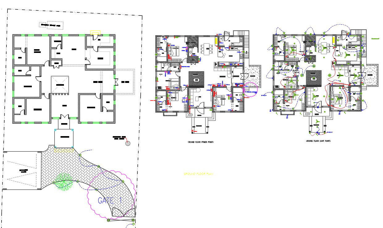 16x14m ground floor house power and light points are given in this file