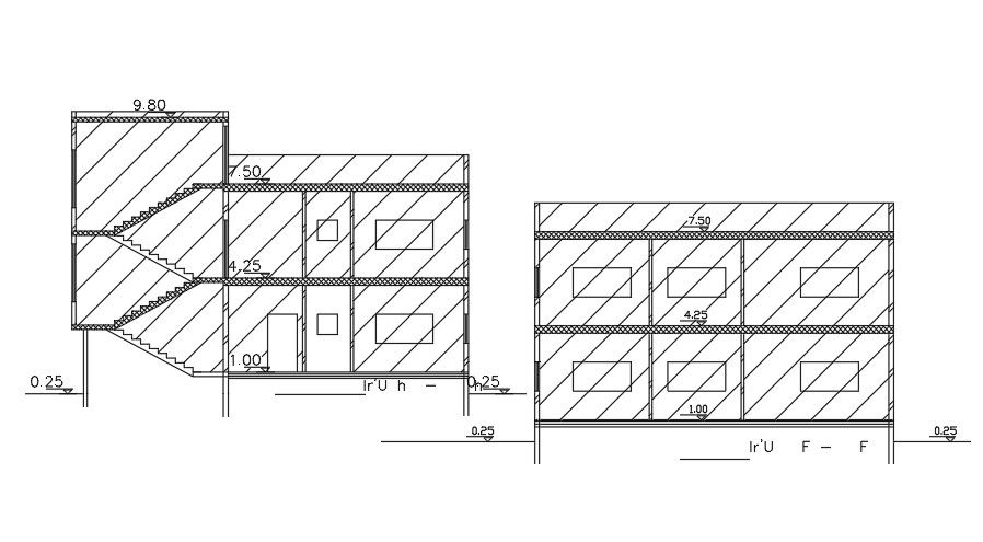 16x14m house building section view is given in this AutoCAD file