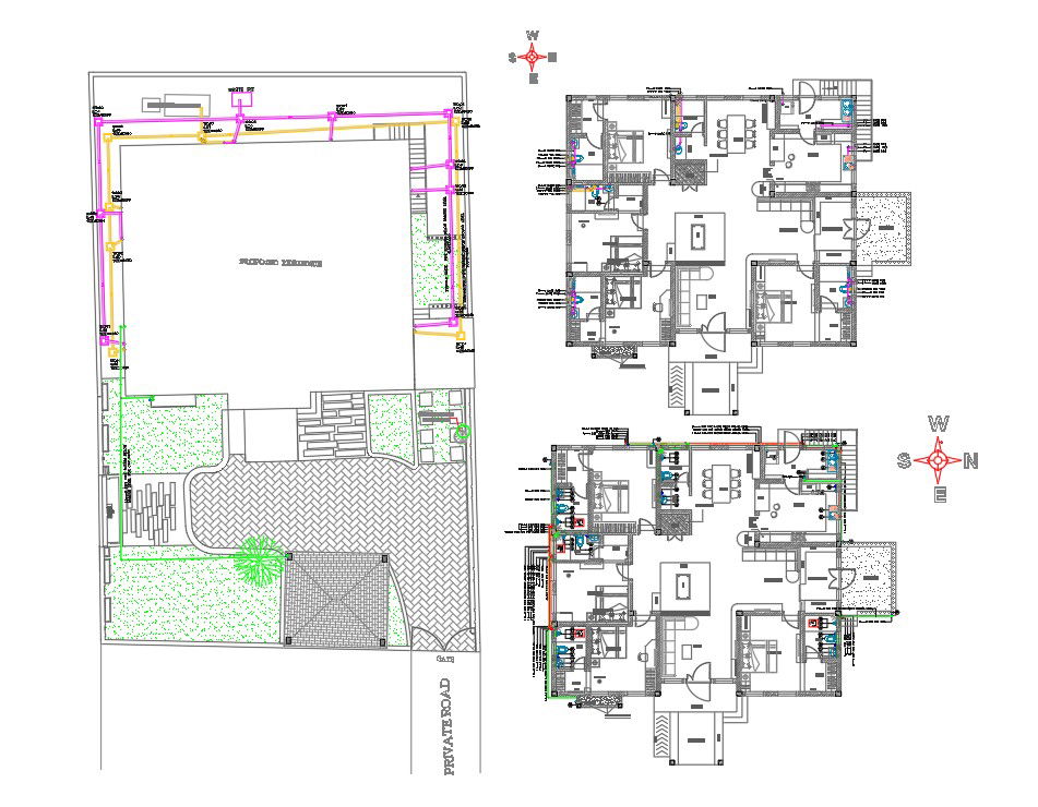 16x14m house plan manhole location drawing is given in this file