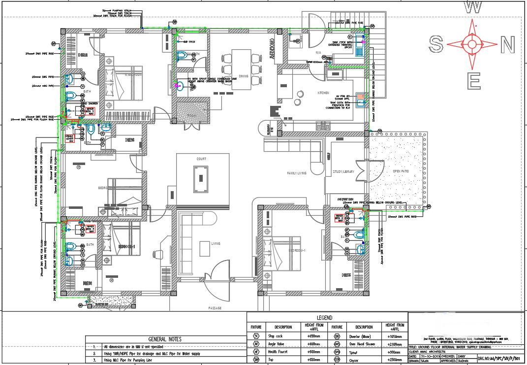 16x14m house plan sanitary line detail drawing is specified in this CAD file