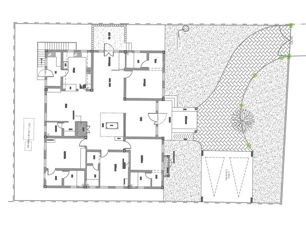 16x14m house plan site layout CAD model is given in this file