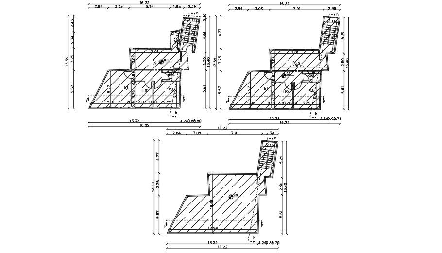 16x14m residential house plan AutoCAD drawing file