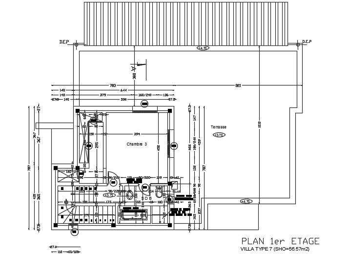 16x15m architecture 3bhk first floor house plan