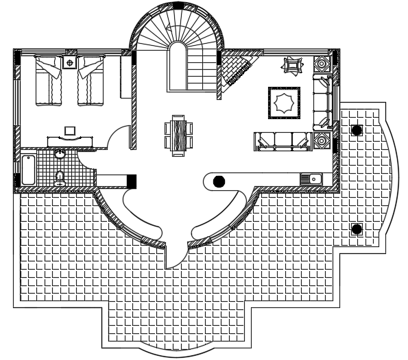 16x15m luxury villa second floor house plan AutoCAD drawing